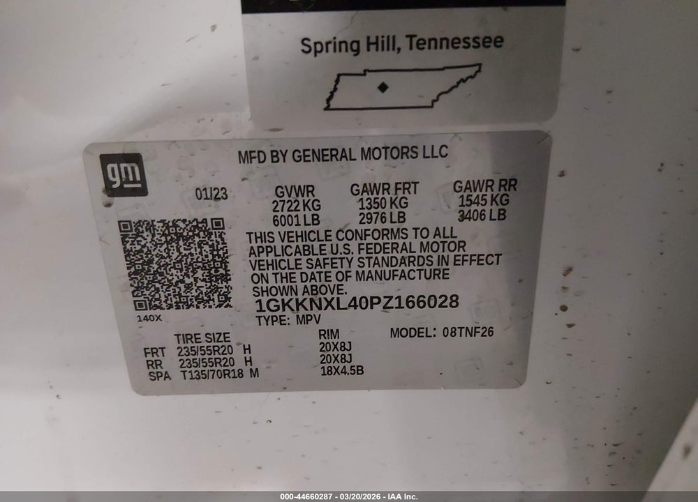2023 GMC ACADIA AWD DENALI VIN: 1GKKNXL40PZ166028