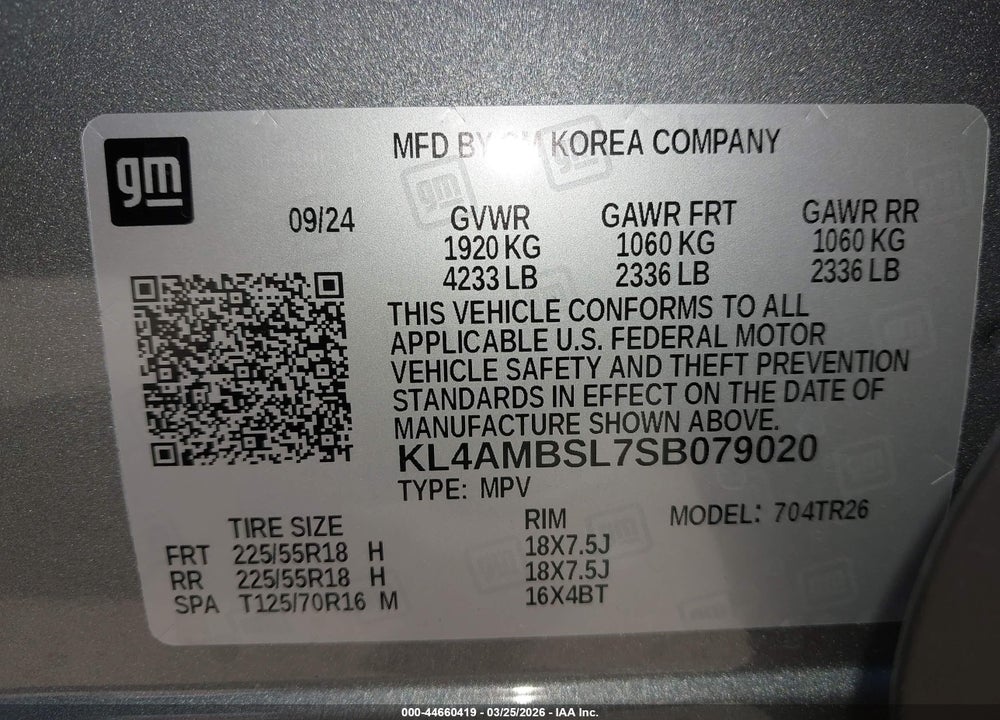 2025 BUICK ENCORE GX PREFERRED FWD VIN: KL4AMBSL7SB079020