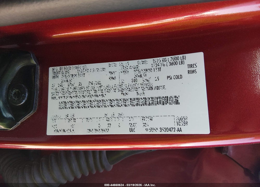 2015 FORD F-150 LARIAT VIN: 1FTEW1EG3FKD48193