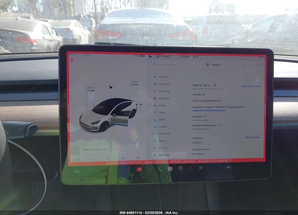 2021 TESLA MODEL 3 STANDARD RANGE PLUS REAR-WHEEL DRIVE VIN: 5YJ3E1EAXMF941372