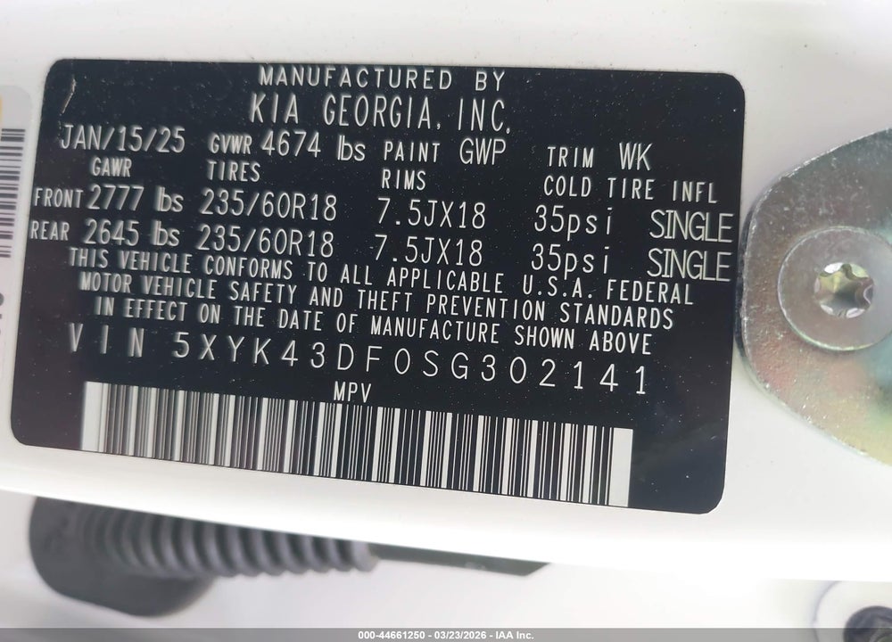 2025 KIA SPORTAGE SX VIN: 5XYK43DF0SG302141