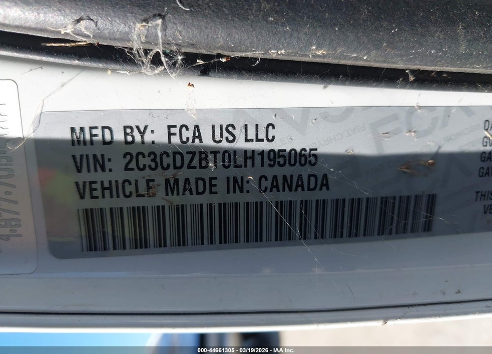 2020 DODGE CHALLENGER R/T VIN: 2C3CDZBT0LH195065