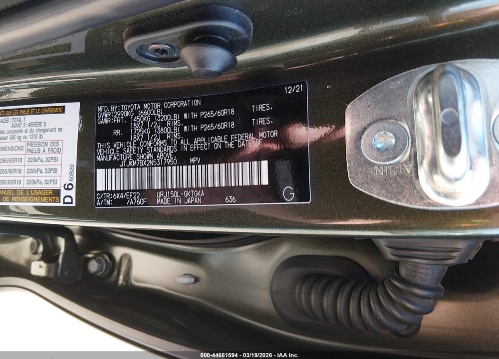 2022 LEXUS GX 460 VIN: JTJKM7BX2N5317950