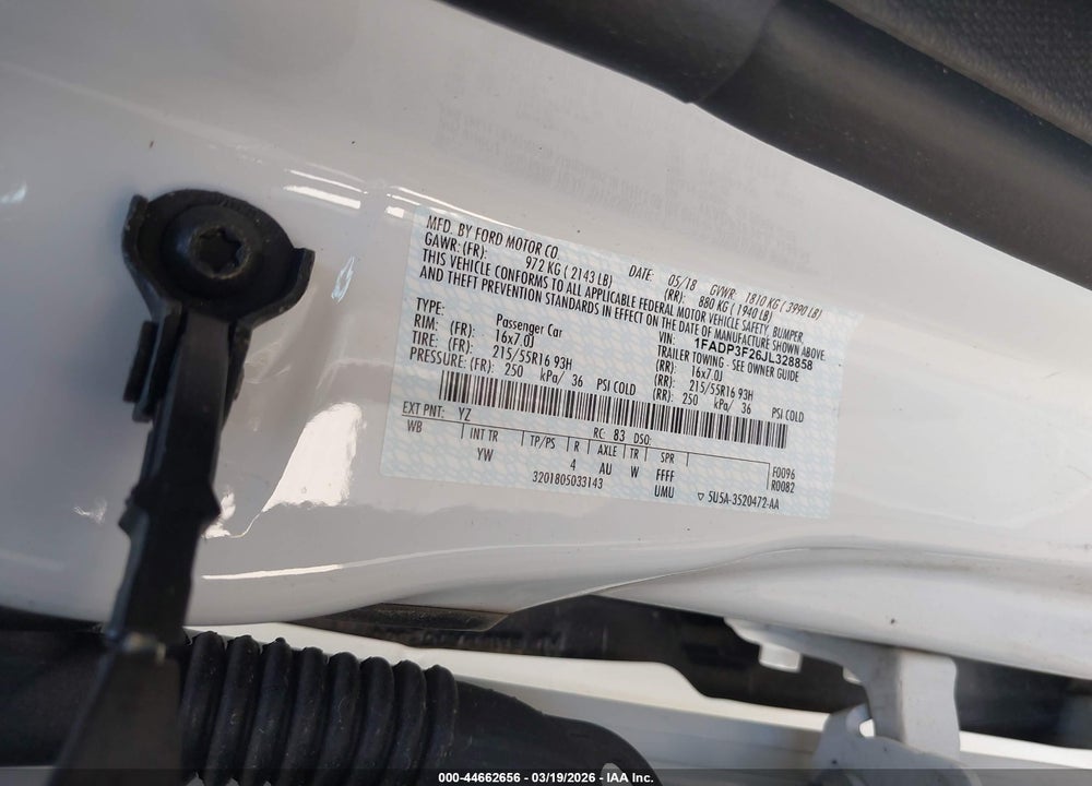 2018 FORD FOCUS SE VIN: 1FADP3F26JL328858