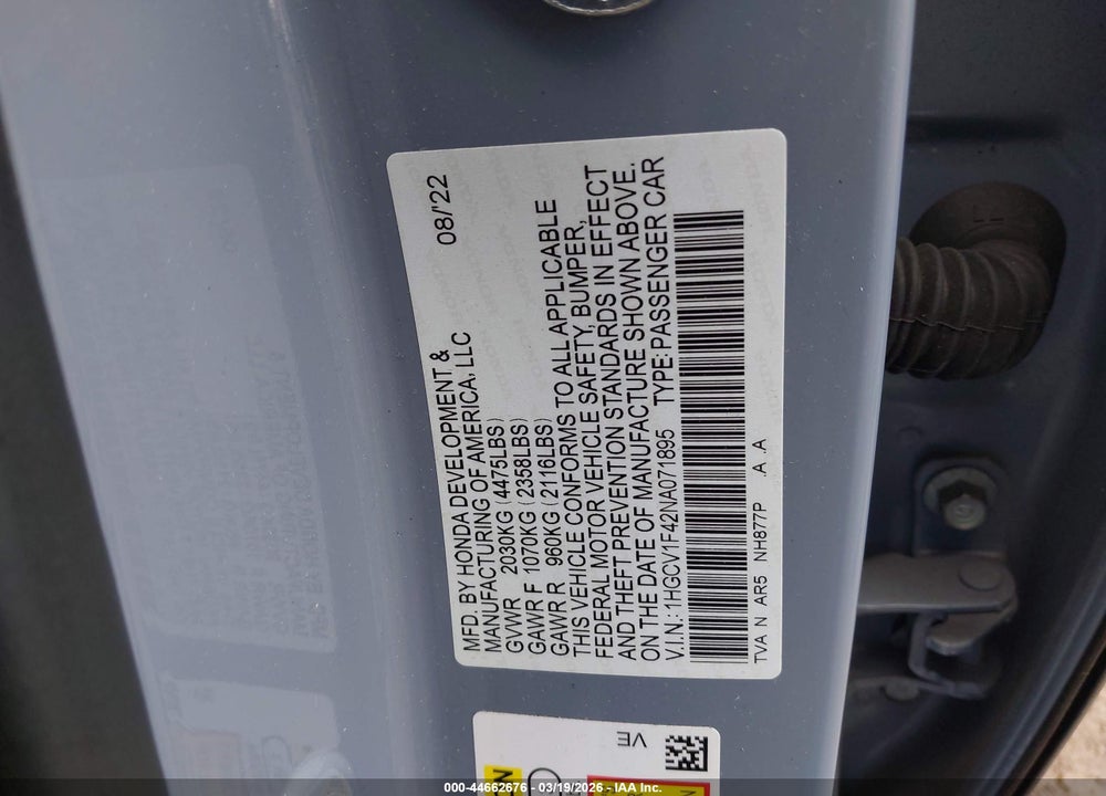 2022 HONDA ACCORD SPORT SPECIAL EDITION VIN: 1HGCV1F42NA071895