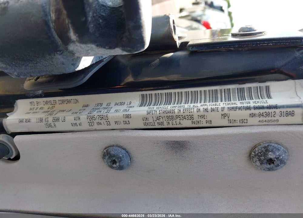 1997 JEEP WRANGLER SPORT VIN: 1J4FY19S8VP534336