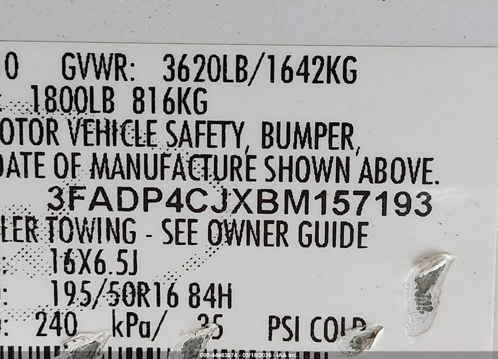 2011 FORD FIESTA SEL VIN: 3FADP4CJXBM157193
