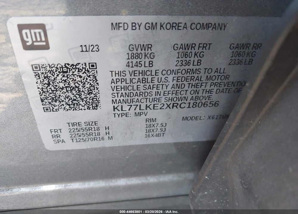 2024 CHEVROLET TRAX FWD ACTIV VIN: KL77LKE2XRC180656