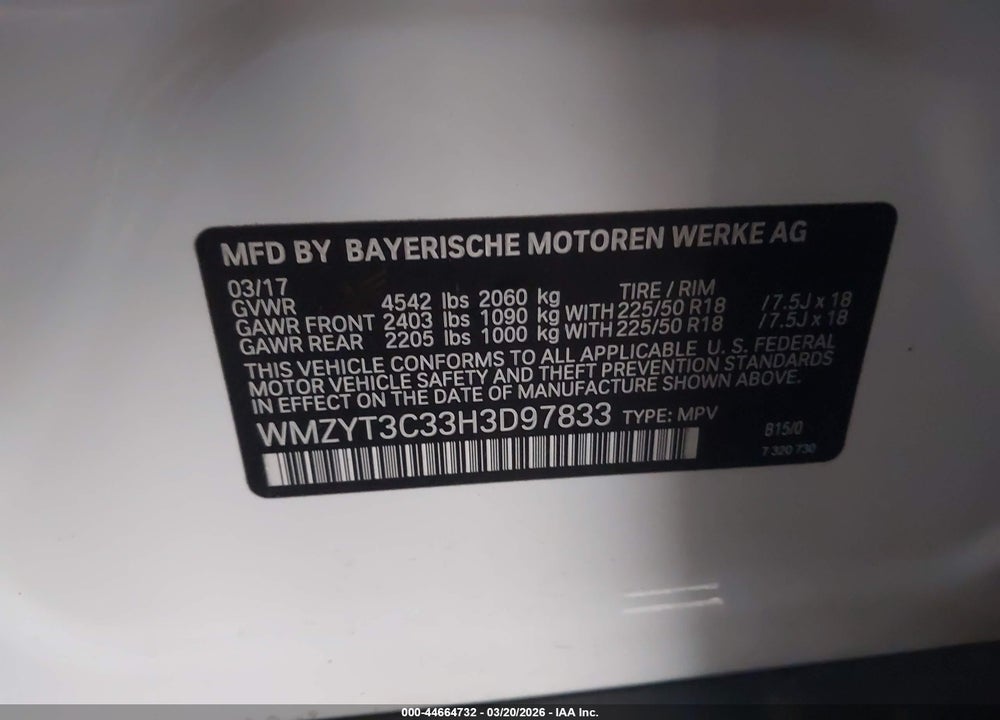 2017 MINI COUNTRYMAN COOPER S VIN: WMZYT3C33H3D97833