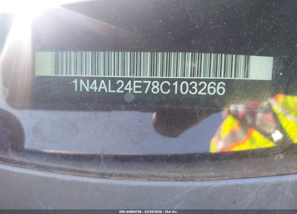 2008 NISSAN ALTIMA 2.5 S VIN: 1N4AL24E78C103266