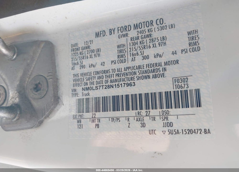 2022 FORD TRANSIT CONNECT XLT VIN: NM0LS7T28N1517963
