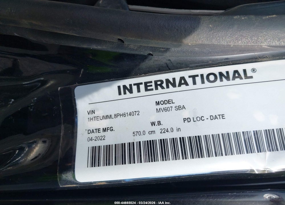 2023 INTERNATIONAL MV VIN: 1HTEUMML8PH614072