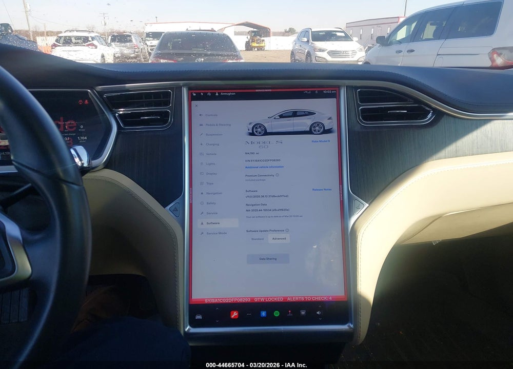 2013 TESLA MODEL S VIN: 5YJSA1CG2DFP08293