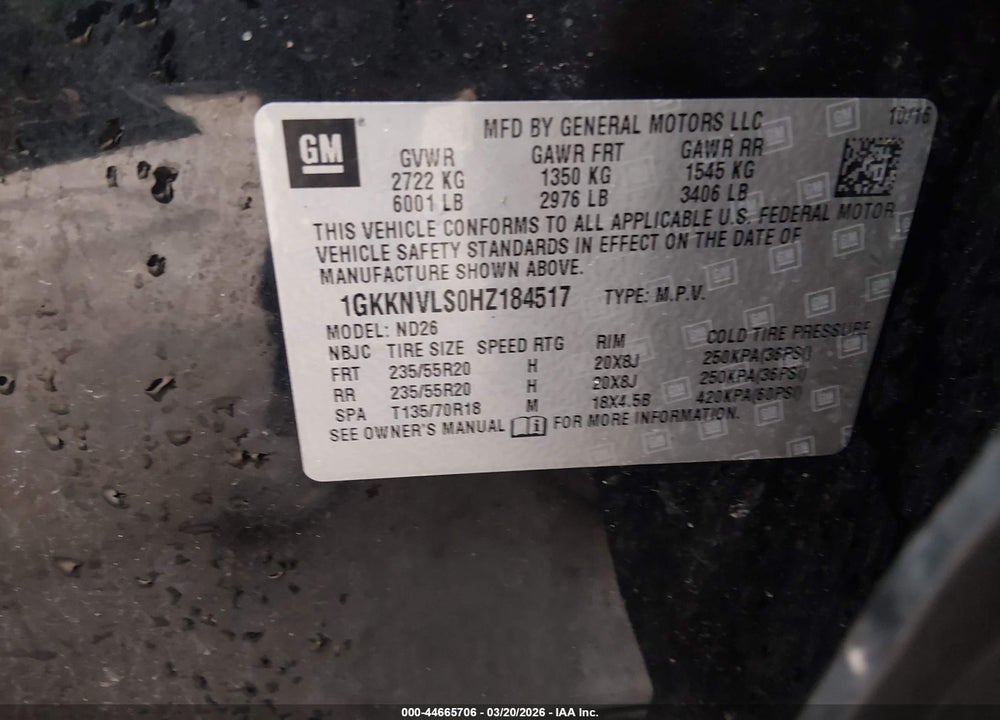 2017 GMC ACADIA SLT-1 VIN: 1GKKNVLS0HZ184517