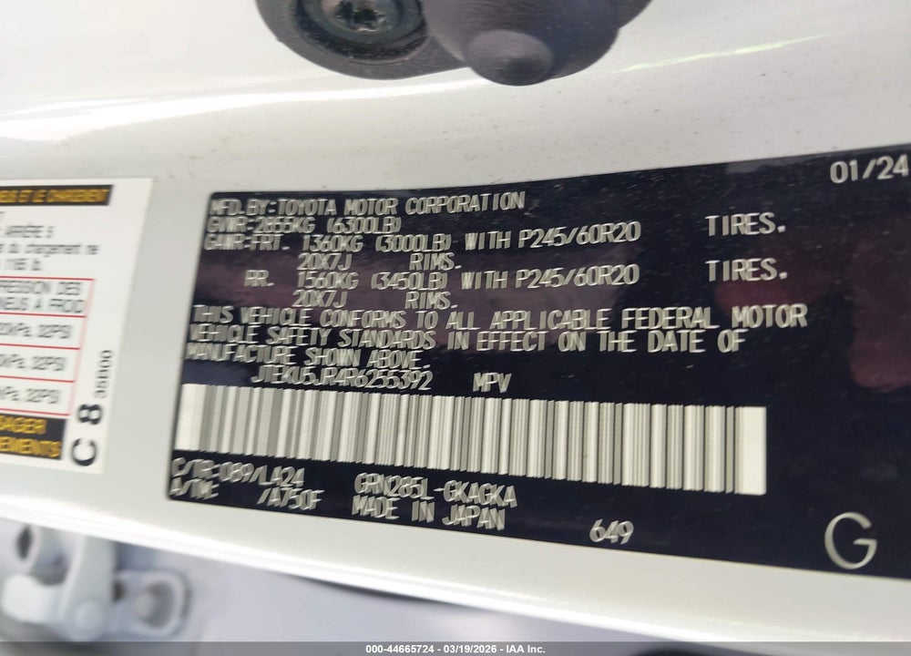 2024 TOYOTA 4RUNNER LIMITED VIN: JTEKU5JR4R6255392