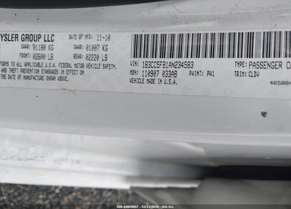 2010 DODGE AVENGER R/T VIN: 1B3CC5FB1AN234583