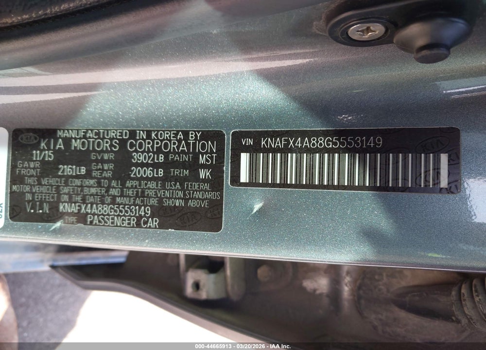 2016 KIA FORTE EX VIN: KNAFX4A88G5553149