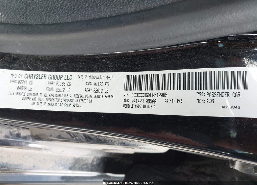 2015 CHRYSLER 200 S VIN: 1C3CCCDGXFN512085
