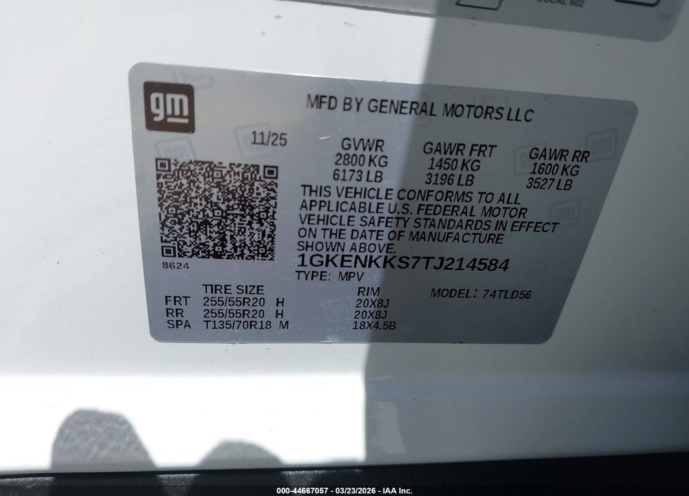 2026 GMC ACADIA ELEVATION FWD VIN: 1GKENKKS7TJ214584
