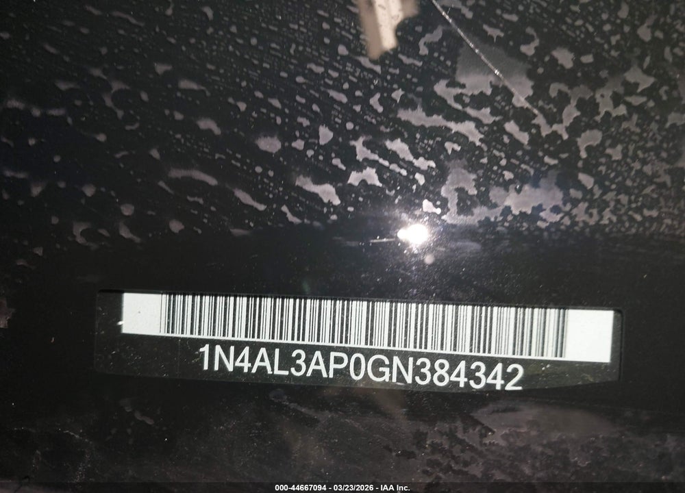 2016 NISSAN ALTIMA 2.5 S VIN: 1N4AL3AP0GN384342