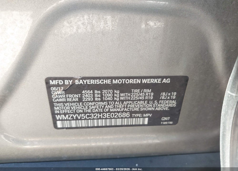 2017 MINI COUNTRYMAN COOPER VIN: WMZYV5C32H3E02686