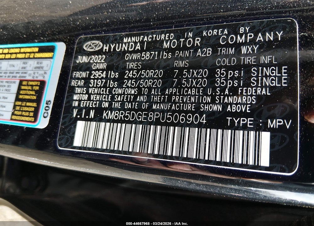2023 HYUNDAI PALISADE LIMITED VIN: KM8R5DGE8PU506904