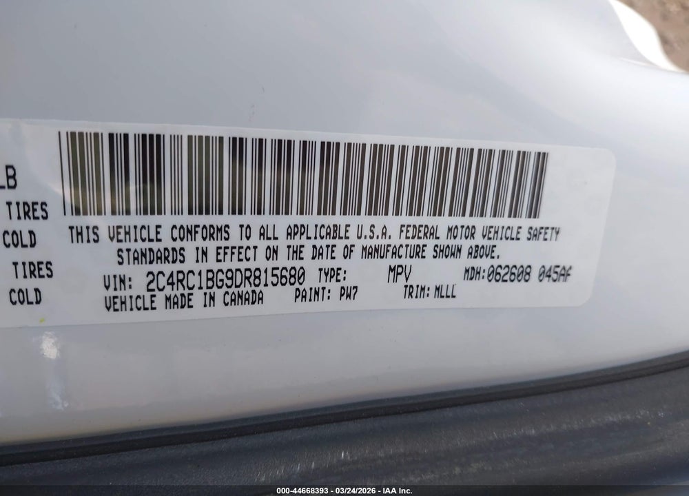 2013 CHRYSLER TOWN & COUNTRY TOURING VIN: 2C4RC1BG9DR815680