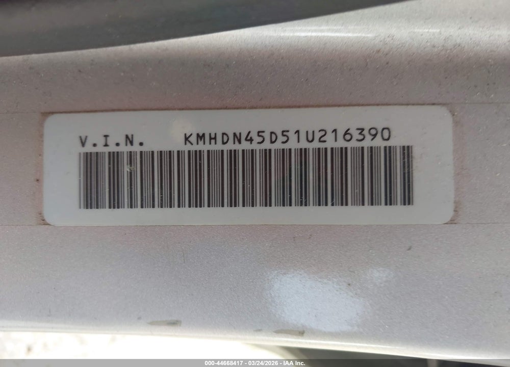 2001 HYUNDAI ELANTRA GLS VIN: KMHDN45D51U216390