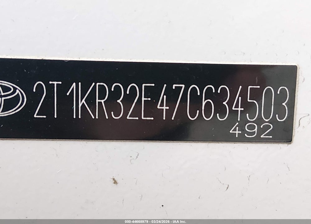 2007 TOYOTA MATRIX VIN: 2T1KR32E47C634503