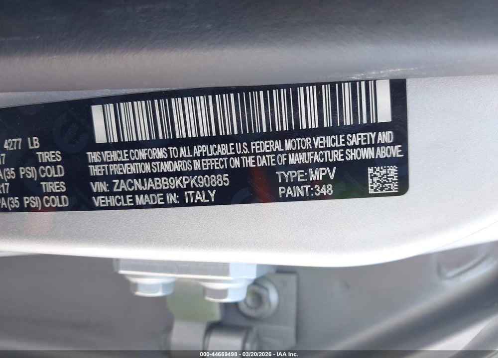 2019 JEEP RENEGADE LATITUDE VIN: ZACNJABB9KPK90885