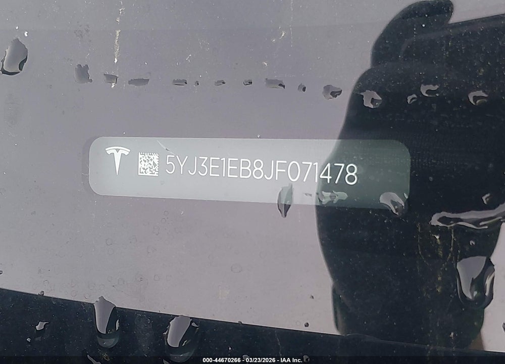 2018 TESLA MODEL 3 LONG RANGE/PERFORMANCE VIN: 5YJ3E1EB8JF071478