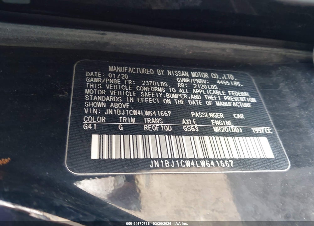 2020 NISSAN ROGUE SPORT SV AWD XTRONIC CVT VIN: JN1BJ1CW4LW641667