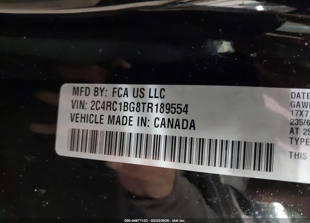 2026 CHRYSLER PACIFICA SELECT VIN: 2C4RC1BG8TR189554