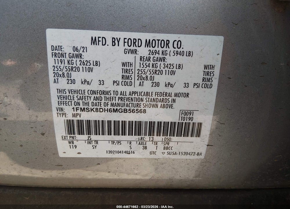 2021 FORD EXPLORER XLT VIN: 1FMSK8DH6MGB56568