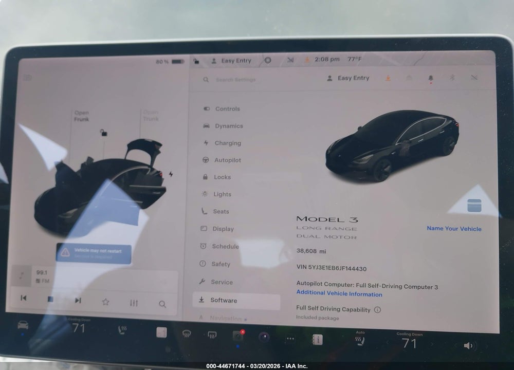2018 TESLA MODEL 3 LONG RANGE/PERFORMANCE VIN: 5YJ3E1EB6JF144430