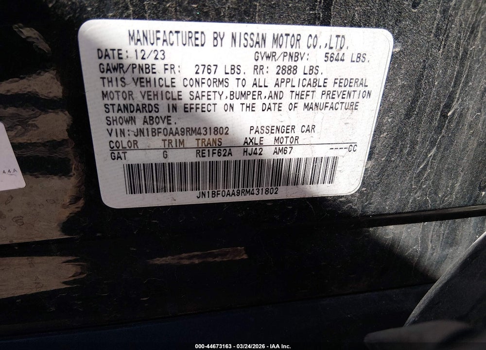 2024 NISSAN ARIYA VENTURE+ VIN: JN1BF0AA9RM431802