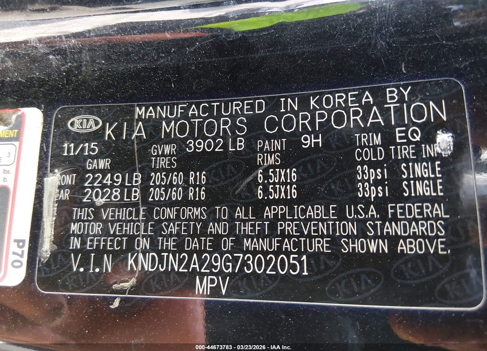 2016 KIA SOUL VIN: KNDJN2A29G7302051