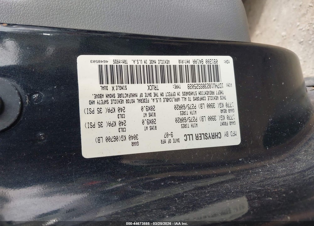 2008 DODGE RAM 1500 SLT VIN: 1D7HU18238S525028