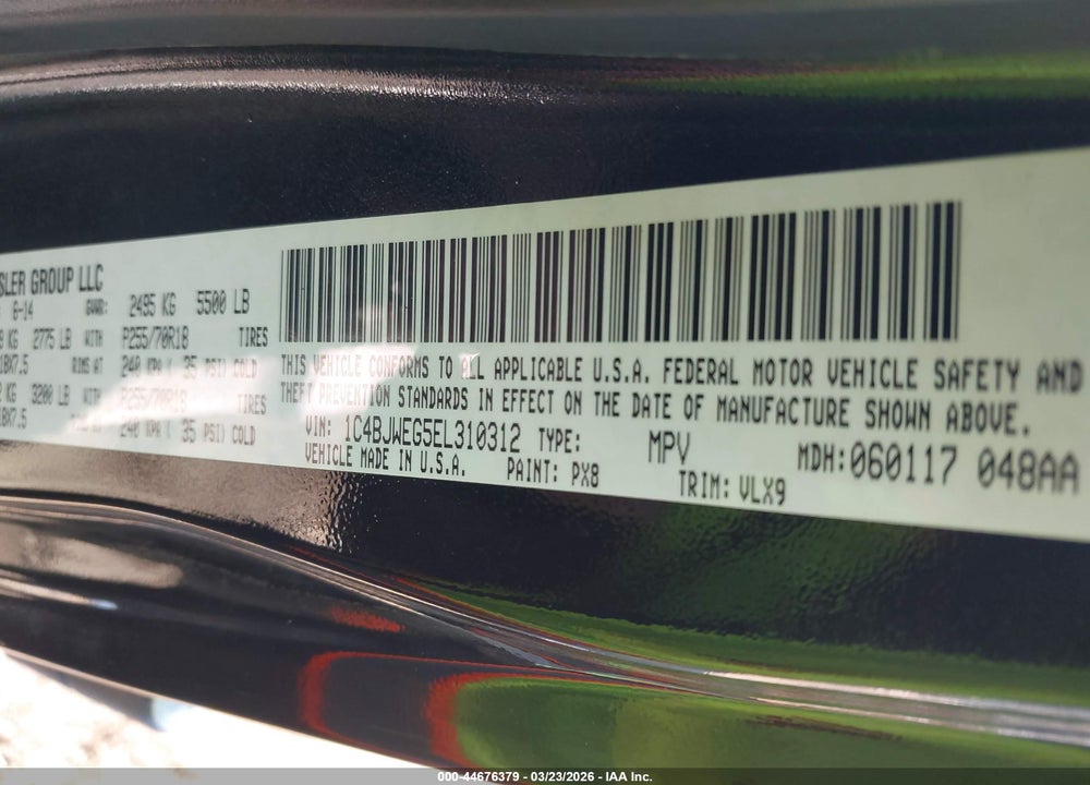 2014 JEEP WRANGLER UNLIMITED ALTITUDE VIN: 1C4BJWEG5EL310312