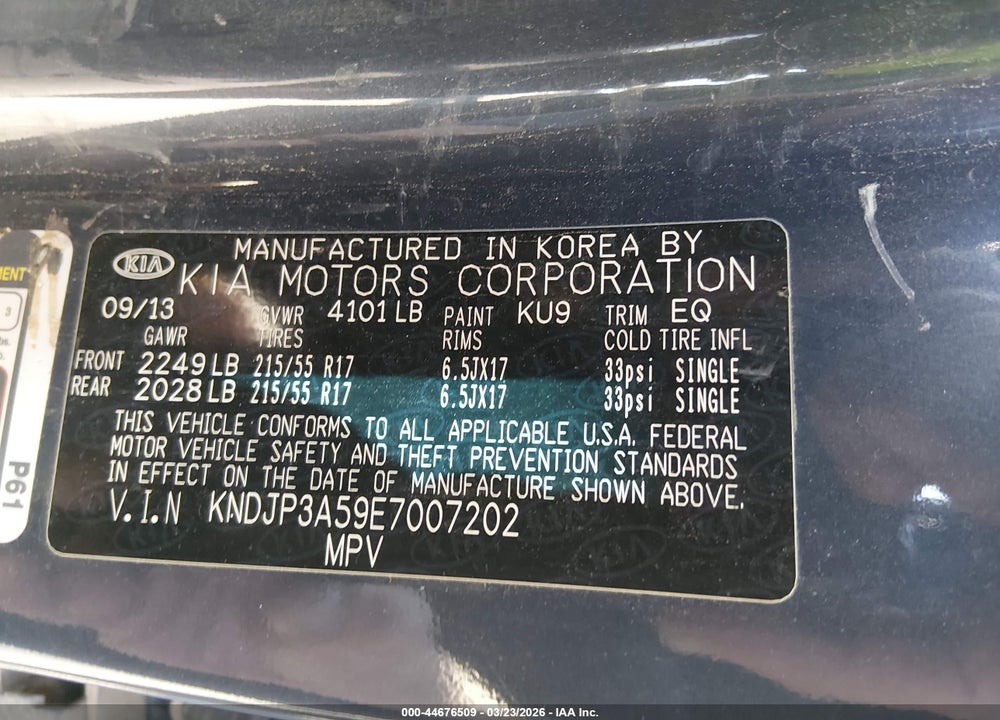 2014 KIA SOUL + VIN: KNDJP3A59E7007202