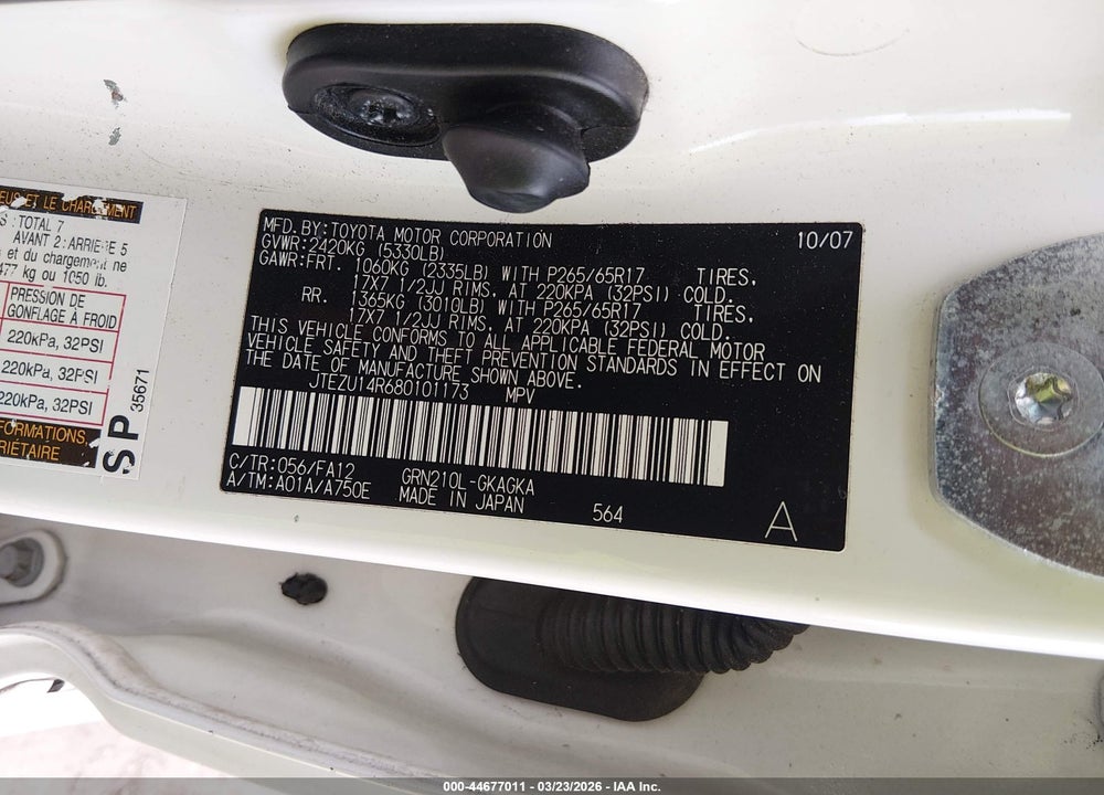 2008 TOYOTA 4RUNNER SR5 V6 VIN: JTEZU14R680101173