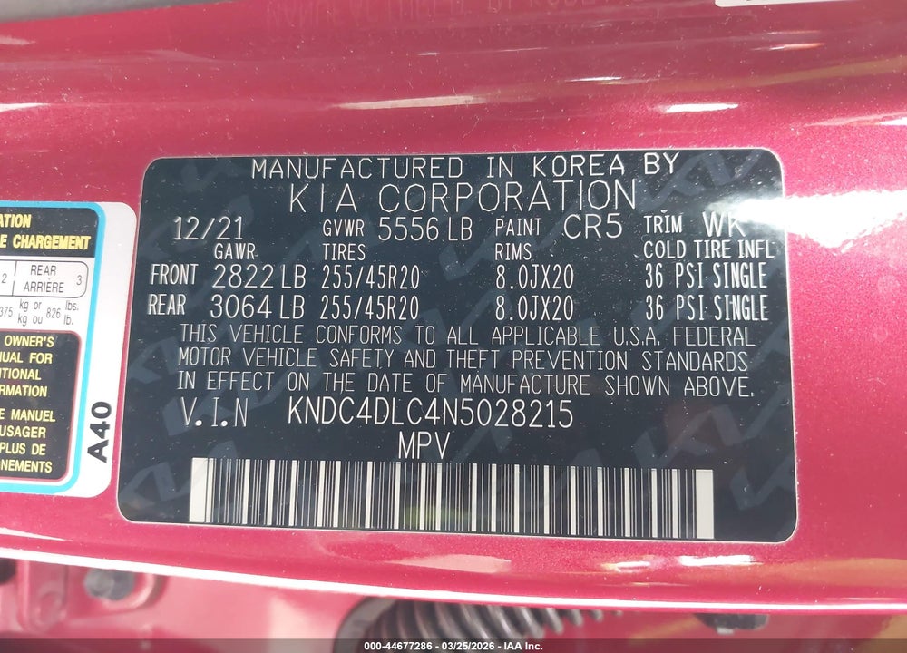 2022 KIA EV6 GT-LINE VIN: KNDC4DLC4N5028215