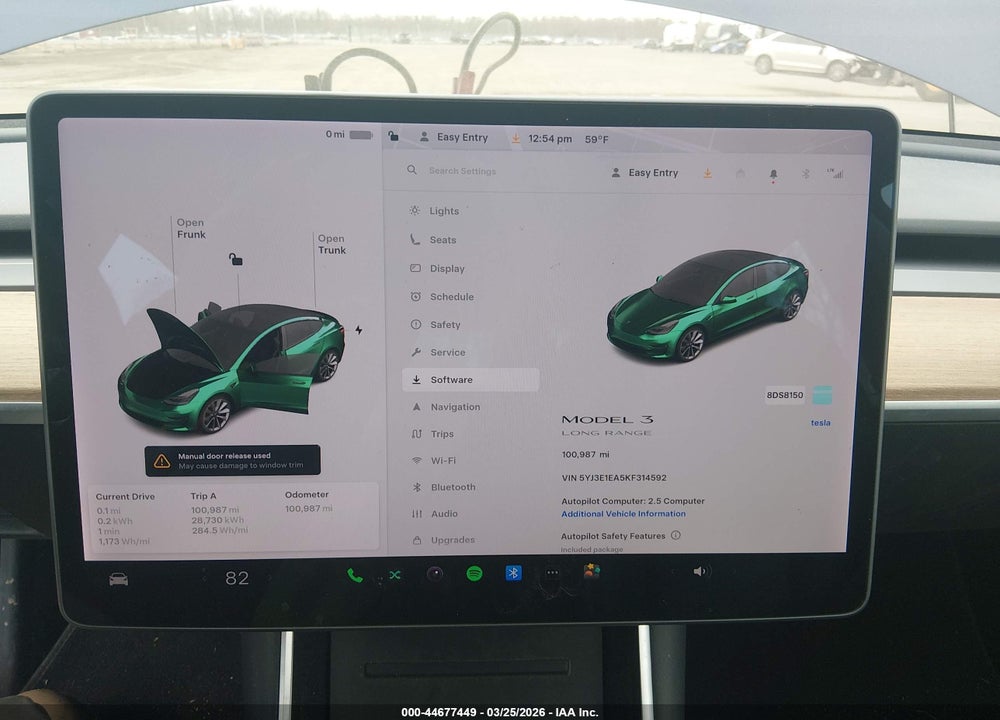 2019 TESLA MODEL 3 LONG RANGE/MID RANGE/STANDARD RANGE/STANDARD RANGE PLUS VIN: 5YJ3E1EA5KF314592