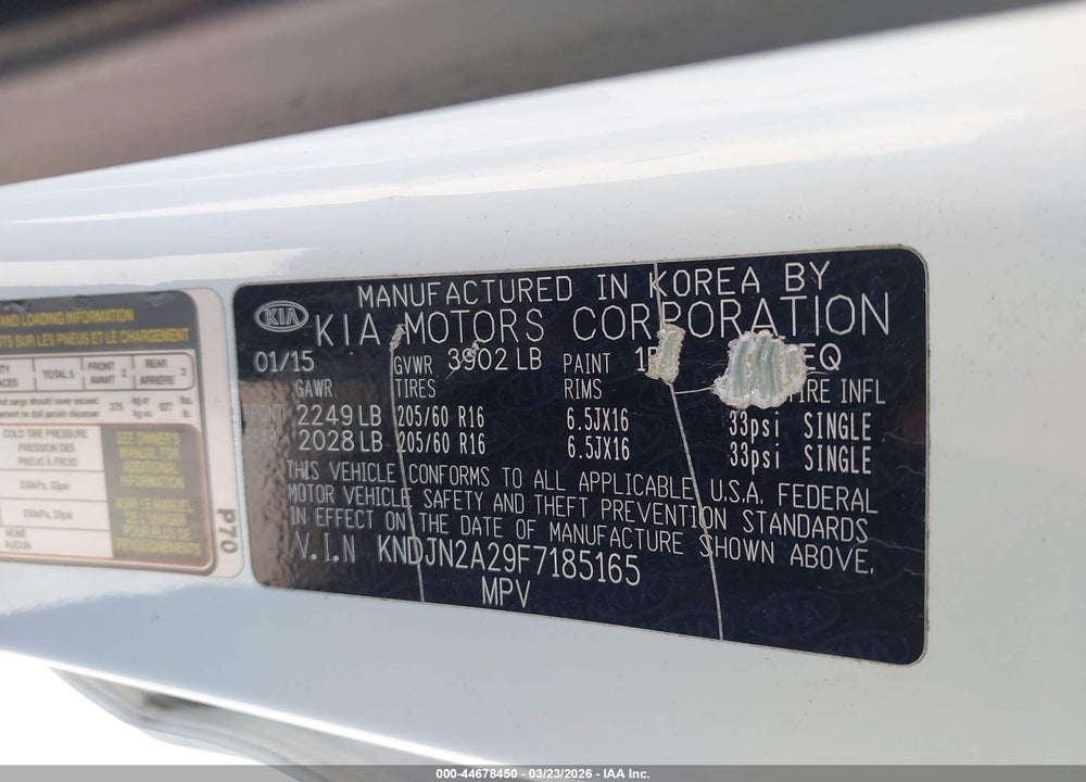 2015 KIA SOUL VIN: KNDJN2A29F7185165