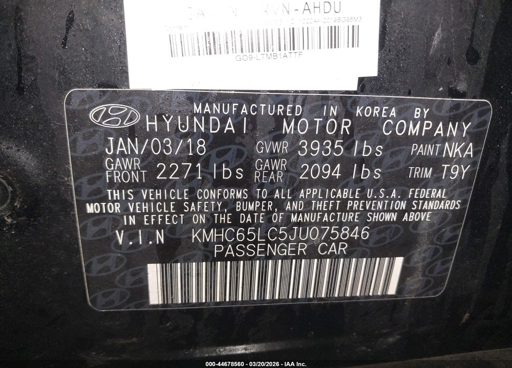 2018 HYUNDAI IONIQ HYBRID BLUE VIN: KMHC65LC5JU075846