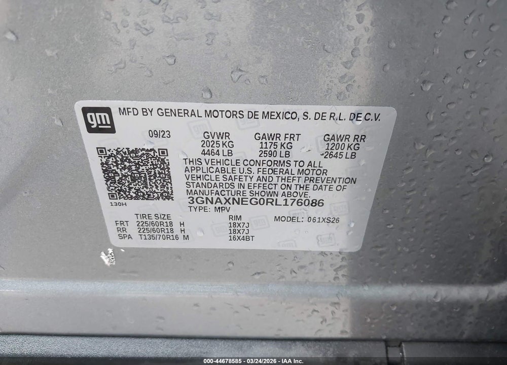 2024 CHEVROLET EQUINOX FWD PREMIER VIN: 3GNAXNEG0RL176086