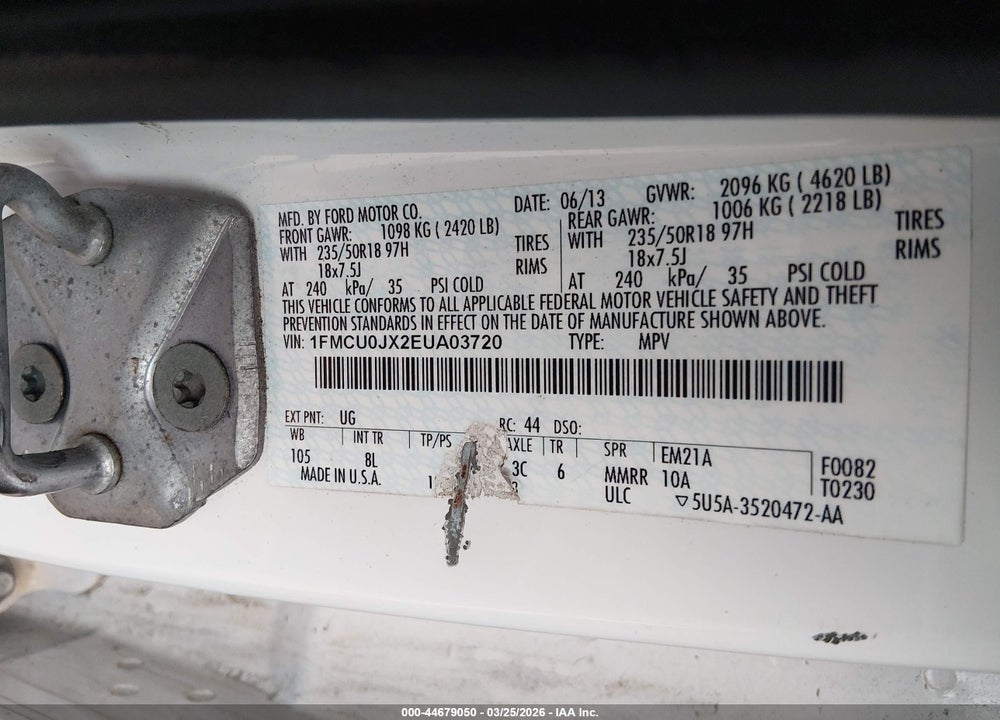 2014 FORD ESCAPE TITANIUM VIN: 1FMCU0JX2EUA03720