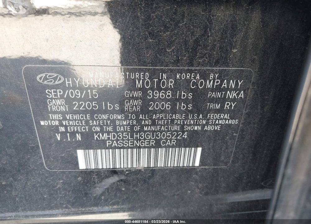 2016 HYUNDAI ELANTRA GT VIN: KMHD35LH3GU305224