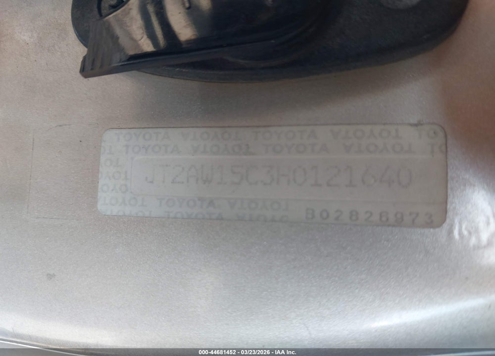 1987 TOYOTA MR2 VIN: JT2AW15C3H0121640