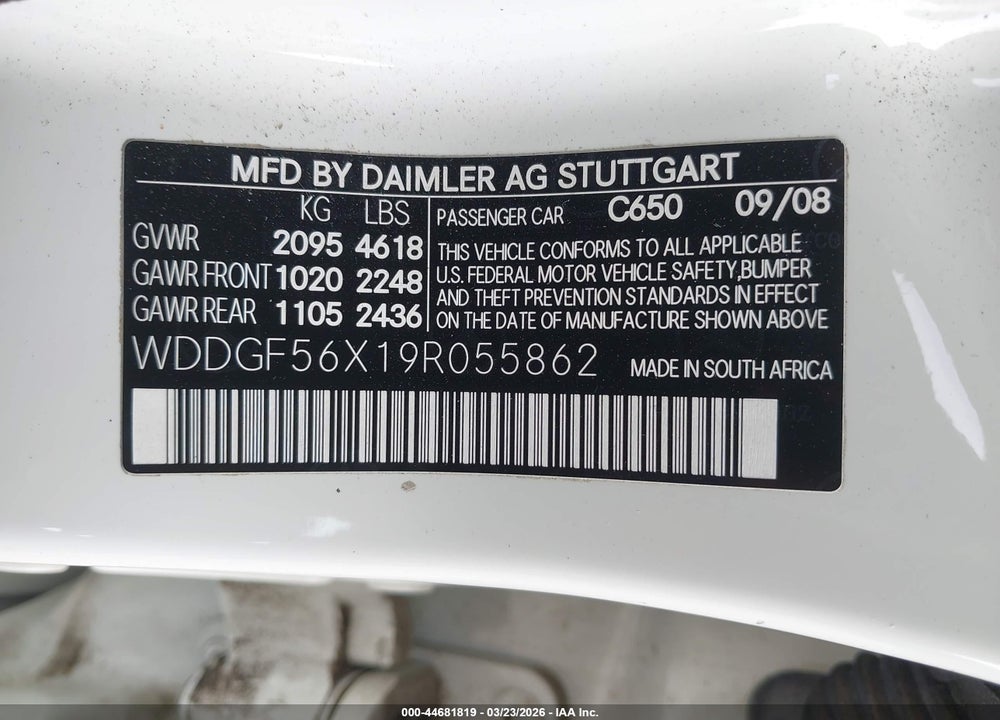2009 MERCEDES-BENZ C 350 SPORT VIN: WDDGF56X19R055862